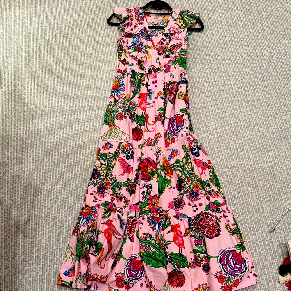 Banjanan Pink and Green Floral Maxi Dress